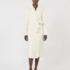 Long wool, cashmere and silk coat, white