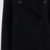 Long wool coat with half-belt detail, black