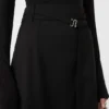Long wool skirt with belt, black Long wool skirt with belt, black