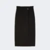 Long wool skirt with belt, black Long wool skirt with belt, black