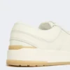 Low-top trainers in tumbled leather, white