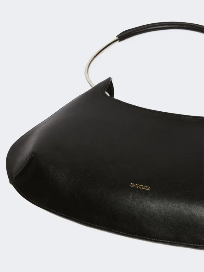 Medium leather caju bag, black