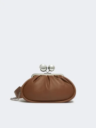 Medium pasticcino bag in glossy nappa leather, tobacco