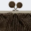 Medium raffia-effect pasticcino bag, dark brown