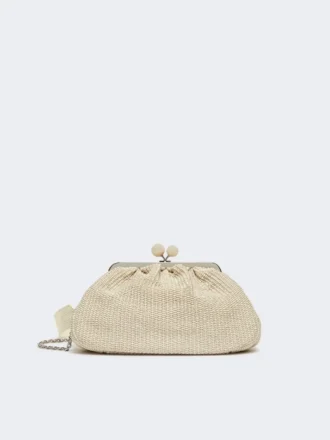 Medium raffia-effect pasticcino bag, turtledove