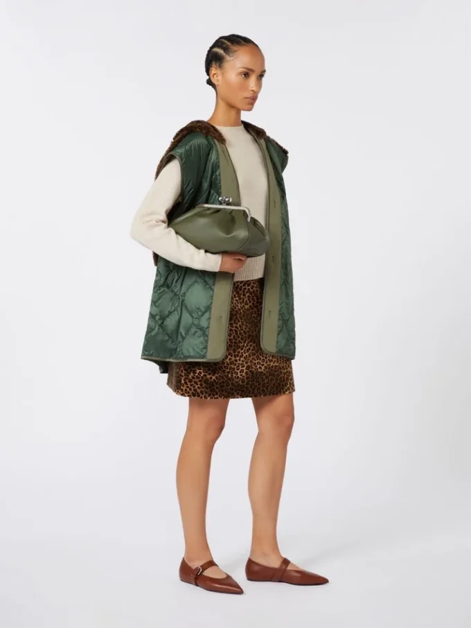 Medium sheepskin pasticcino bag, dark green