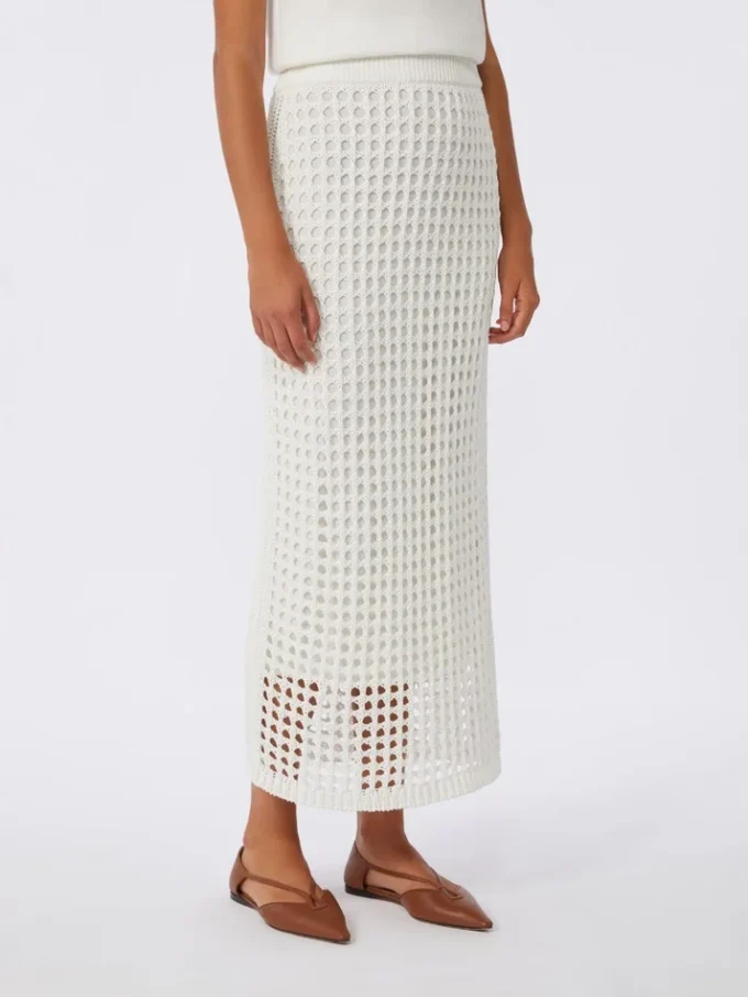 Mesh cotton skirt, optical white
