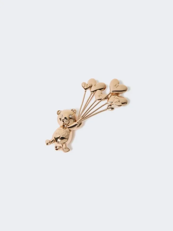 Metal brooch with rhinestones, gold