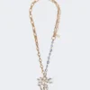 Metallic and ceramic chain necklace, gold
