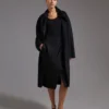 Midi cashmere cardigan coat, black