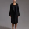 Midi cashmere cardigan coat, black
