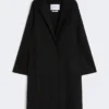 Midi cashmere cardigan coat, black