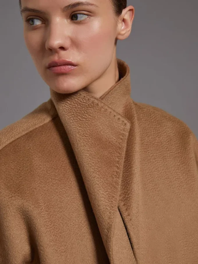 Midi cashmere cardigan coat, camel