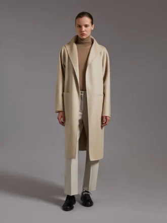 Midi cashmere cardigan coat, sand