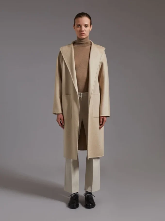 Midi cashmere cardigan coat, sand