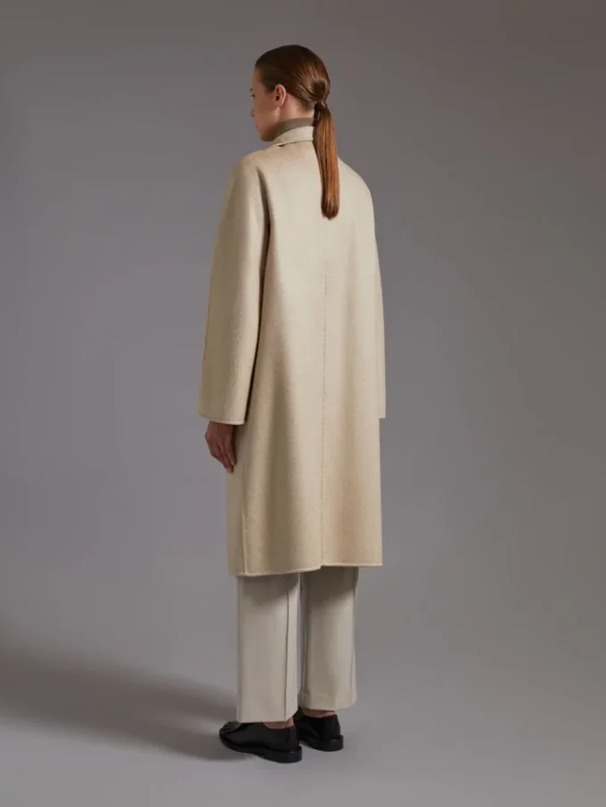 Midi cashmere cardigan coat, sand