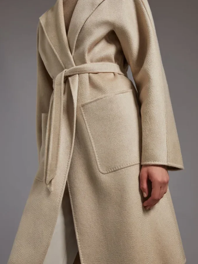 Midi cashmere cardigan coat, sand