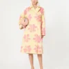 Midi trench coat in patterned water-repellent gabardine, yellow