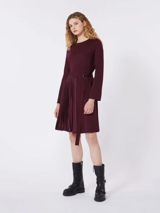 Milano-knit jersey dress, bordeaux