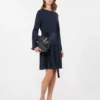 Milano-knit jersey dress, navy