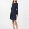Milano-knit jersey dress, navy