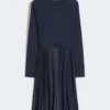 Milano-knit jersey dress, navy