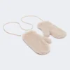 Mittens in alpaca and wool teddy fabric, beige
