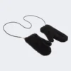 Mittens in alpaca and wool teddy fabric, black
