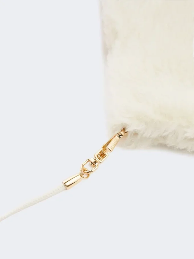 Mittens in alpaca and wool teddy fabric, optical white