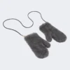 Mittens in wool and alpaca teddy fabric, medium grey Mittens in wool and alpaca teddy fabric, medium grey