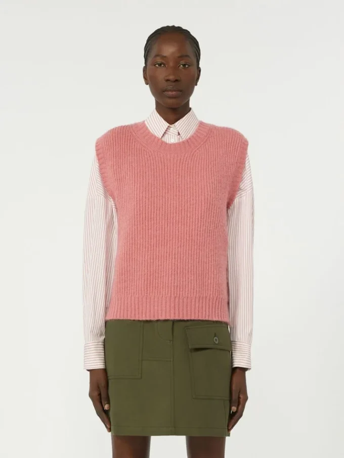 Mohair-blend gilet, antique rose