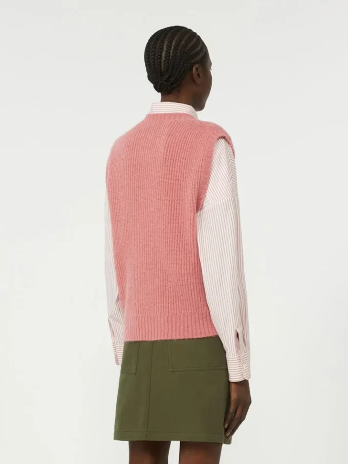 Mohair-blend gilet, antique rose