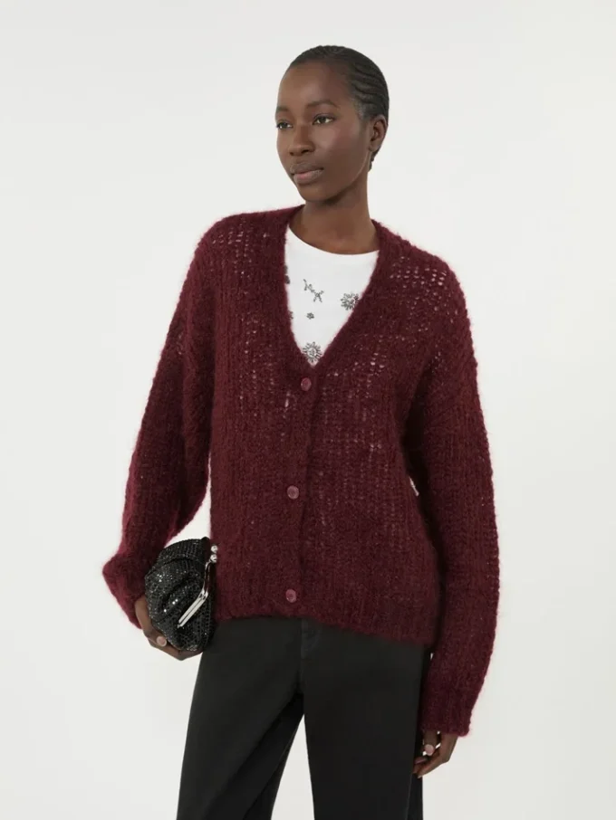 Mohair cardigan, bordeaux