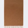 Monogram-embroidered camel stole, camel Monogram-embroidered camel stole, camel