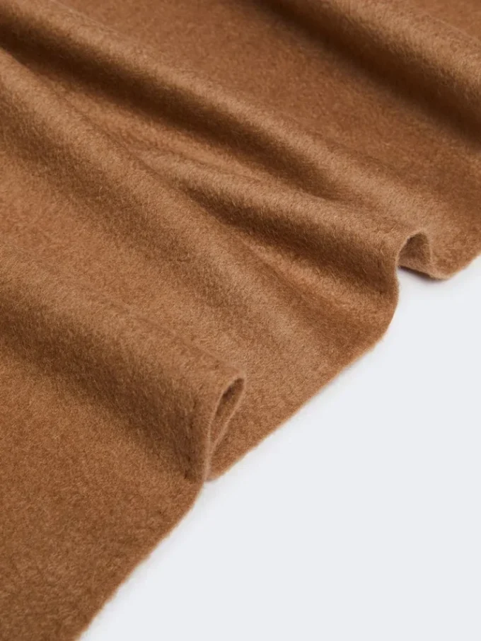 Monogram-embroidered camel stole, camel Monogram-embroidered camel stole, camel