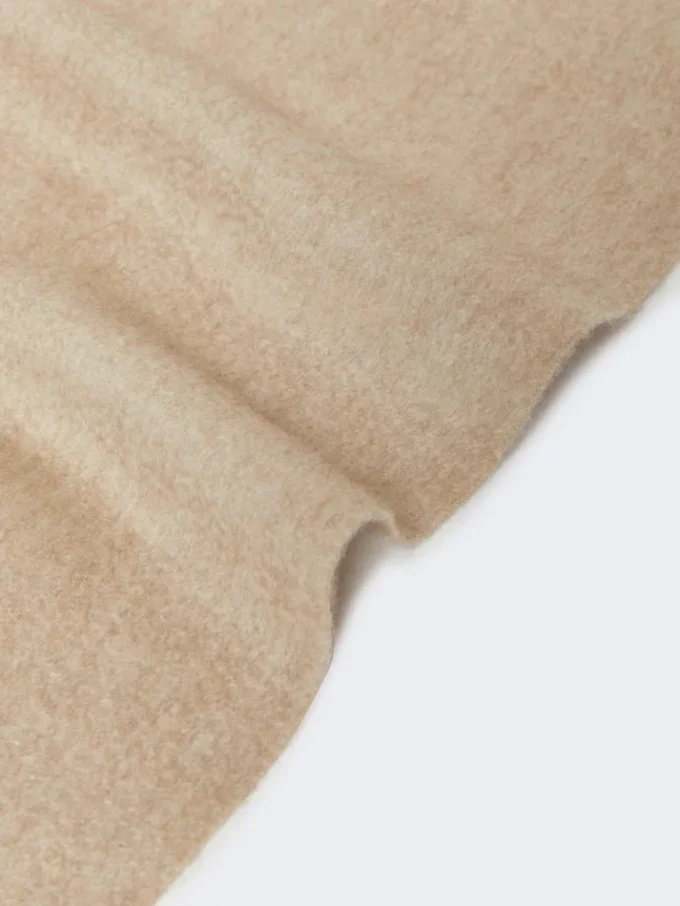 Monogram-embroidered cashmere stole, beige