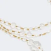 Multi-strand metal and glass necklace, optical white