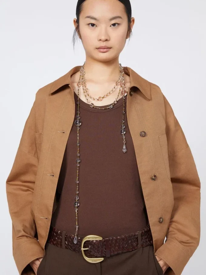 Multi-strand metal and glass necklace, optical white