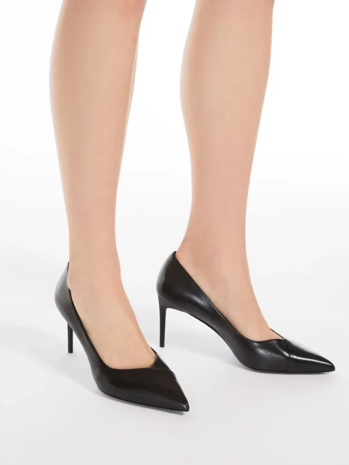 Nappa leather court shoes, black