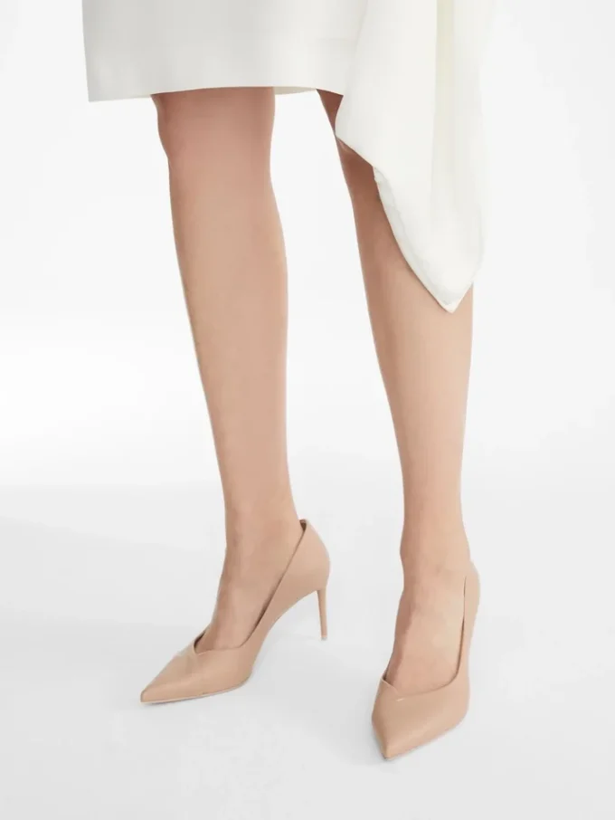 Nappa leather court shoes, powder