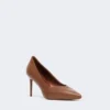 Nappa leather court shoes, tobacco