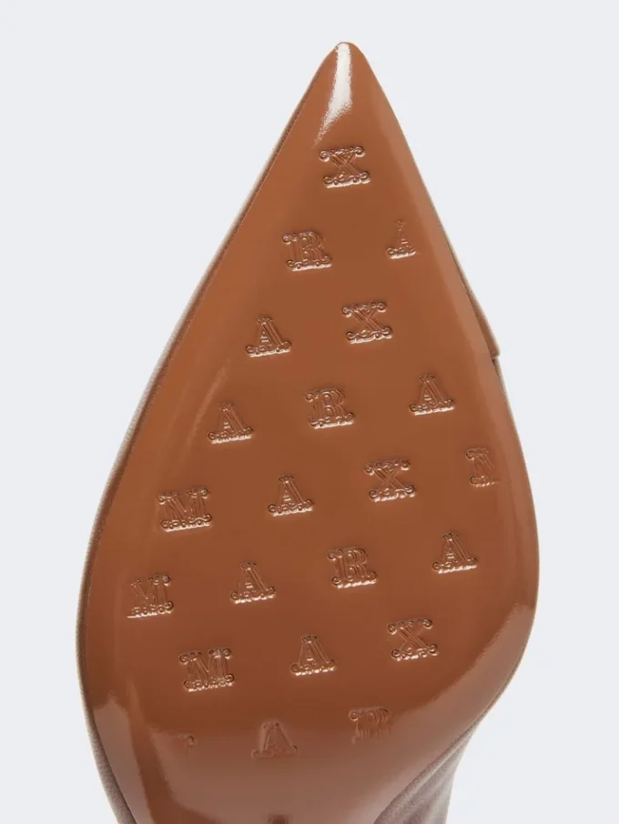 Nappa leather court shoes, tobacco