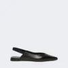 Nappa leather flat slingbacks, black