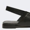 Nappa leather flat slingbacks, black