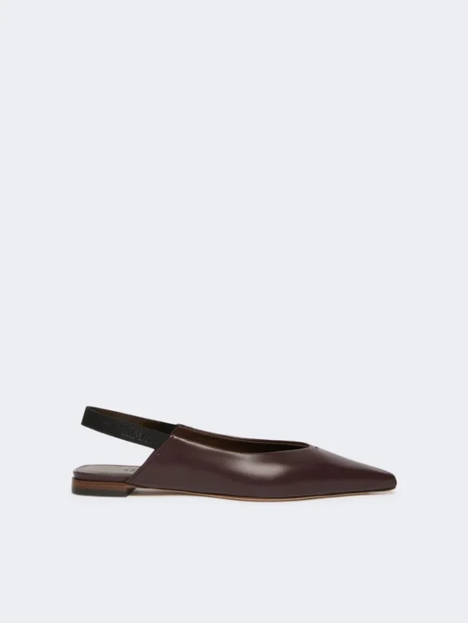 Nappa leather flat slingbacks, bordeaux