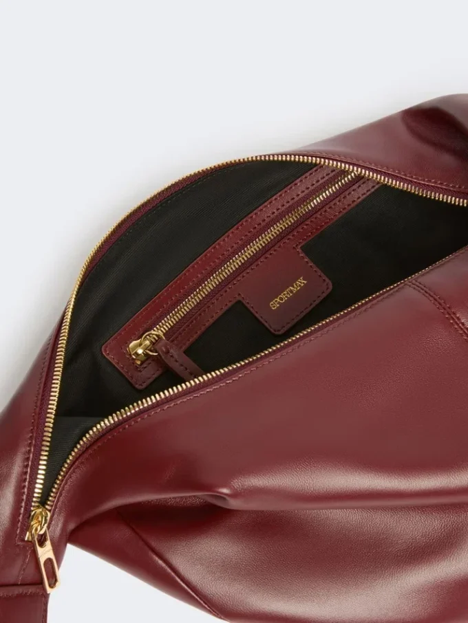 Nappa leather hobo bag, bordeaux