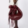 Nappa leather hobo bag, bordeaux