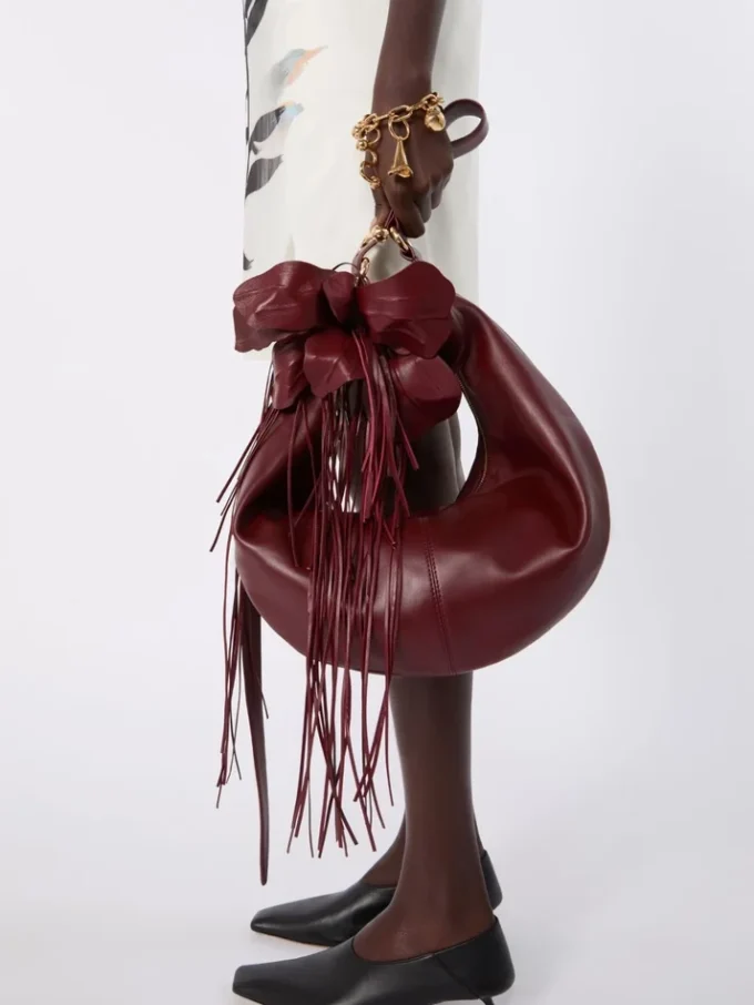 Nappa leather hobo bag, bordeaux