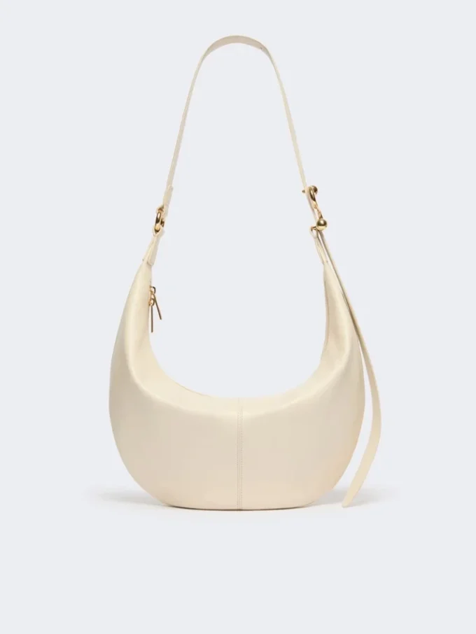 Nappa leather hobo bag, vanilla