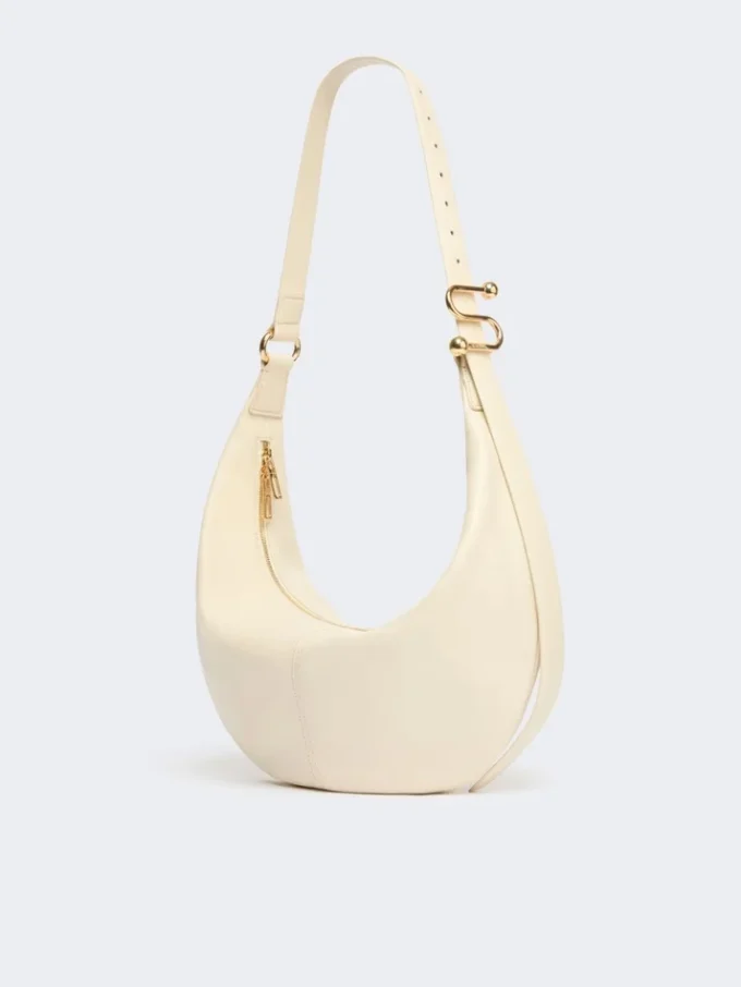 Nappa leather hobo bag, vanilla